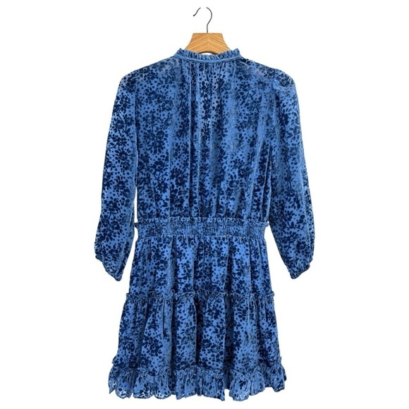 Shoshanna Sasha Mini Dress in Velvet Burnout Lapis Blue Floral Size 12 - Picture 7 of 16